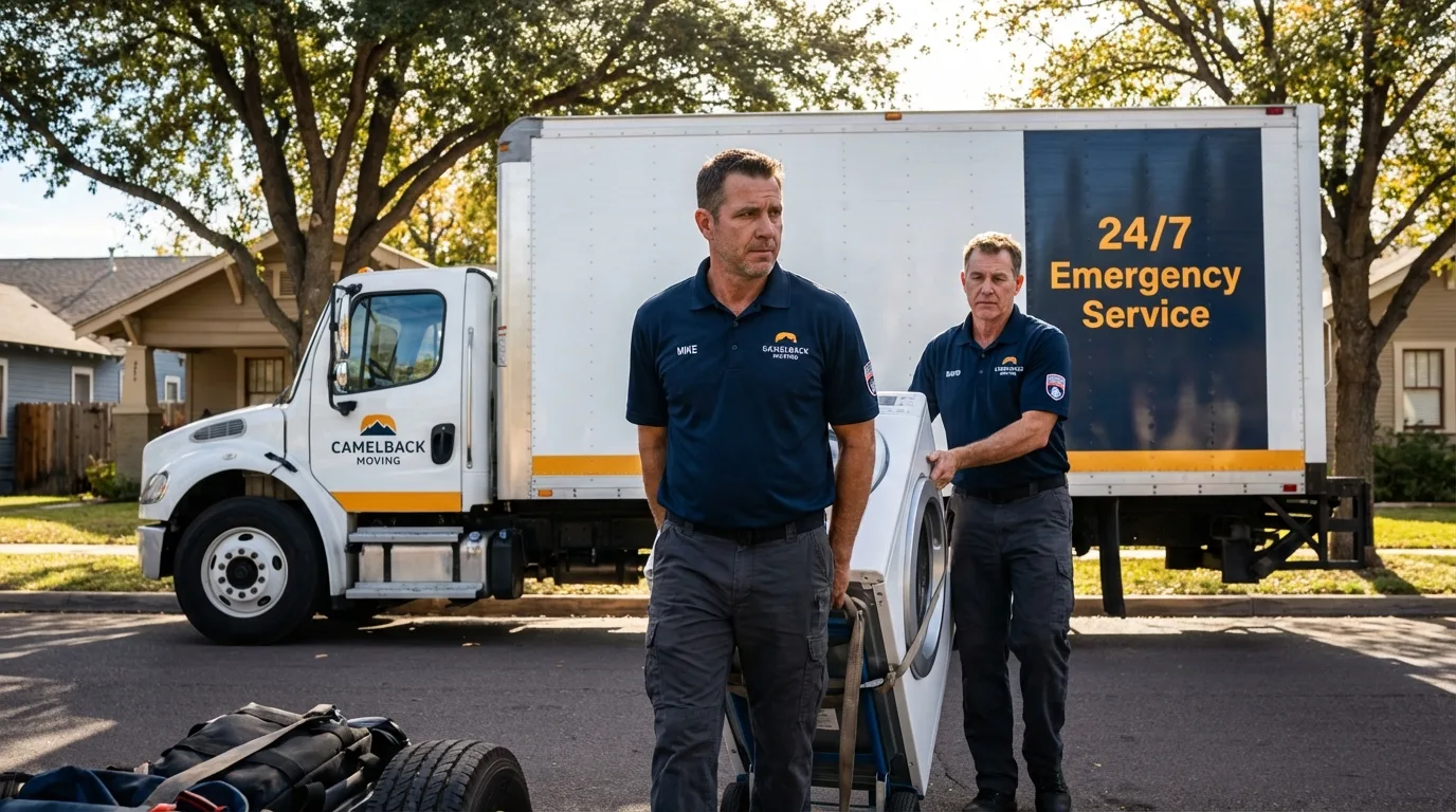 CamelBack Moving crew loading furniture in Kemp, TX