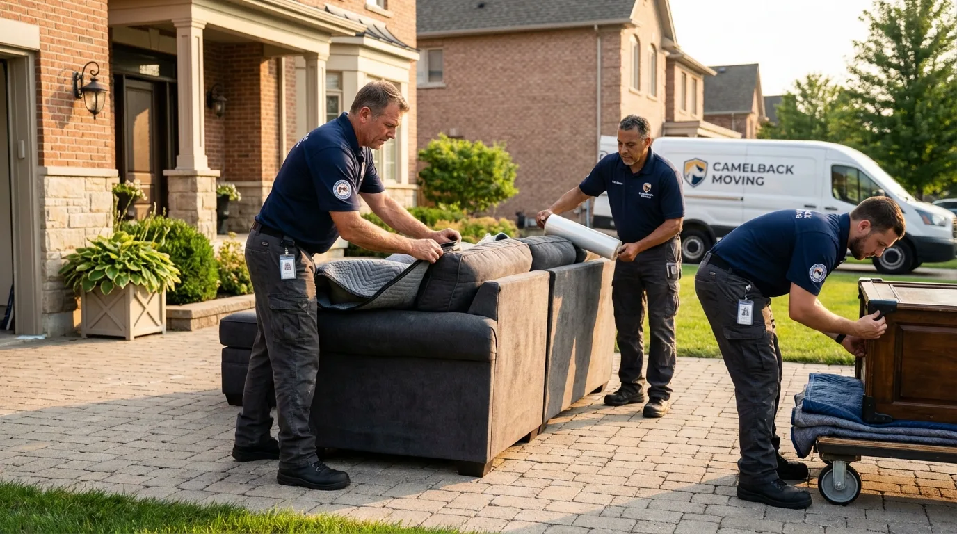 Large estate moving crew wrapping furniture in Kemp, TX