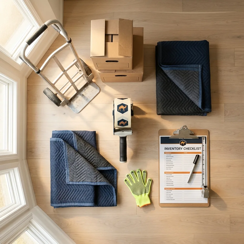 Professional moving supplies and packing materials layout for Kemp residential relocations